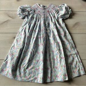 NWOT Petit Ami Floral Butterfly Smocked Dress with Pearl Accents